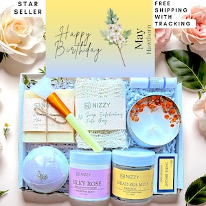 Birth Flower Birthday Gift Box, Spa Gift Box, Gift for Best Friend, Self Care Gift Box, Personalized Birthday Ideas, Birthday Ideas