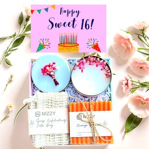 16th Birthday Spa Gift Set: Natural Artisan Soaps & Candle
