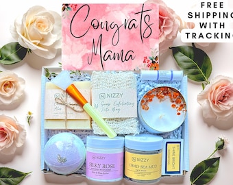 New Mom Gift Box – Postpartum Self Care Package, Spa Gift for New Mom, Pregnancy Care Basket, Mom to Be Gift Set