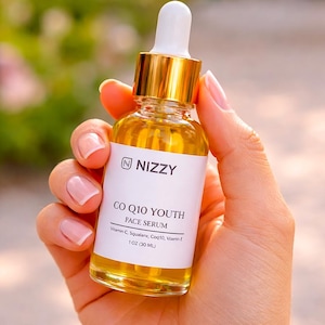 Vitamin C Face Serum with CoQ10 & Squalane – Lightweight Antioxidant Facial Oil, Vegan Glow Serum image 1