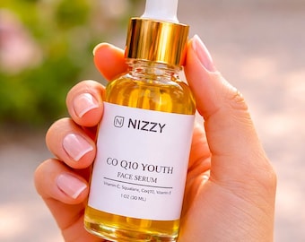 Vitamin C Face Serum with CoQ10 & Squalane – Lightweight Antioxidant Facial Oil, Vegan Glow Serum