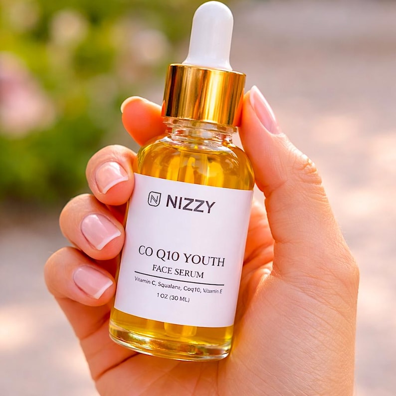 Vitamin C Face Serum with CoQ10 & Squalane – Lightweight Antioxidant Facial Oil, Vegan Glow Serum image 1