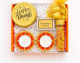 Diwali Gift Box: Ganesha Tealight, Candle, Treats Hamper