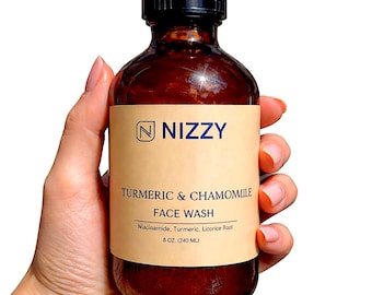 Turmeric & Chamomile Face Wash with Niacinamide – Gentle Gel Cleanser, Natural Daily Face Wash for Glowing Skin