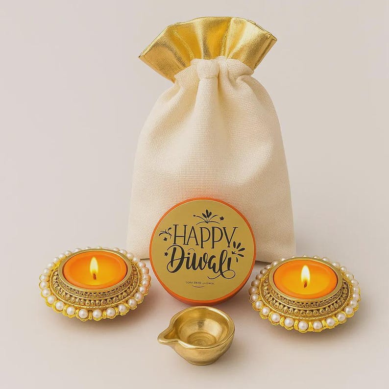 Elephant Tealight Holder: Diwali Decoration, Wedding Decor, Ships from US Gift Pouch #5