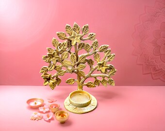 Handcrafted Brass Tree of Life with Candle Holder, Decorative Brass Candle Holder, Home Decor, Coffee Table Decor, Unique Gift Idea