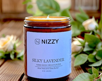 Natural Lavender Body Lotion, Moisturizing Hand Body Lotion, Lavender Body Cream, Natural Skincare, Zero Waste Skincare, 8 oz Jar