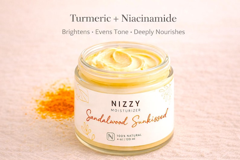 Turmeric and Niacinamide Brightening Face Cream – Kojic Acid, Licorice, Daily Moisturizer, Natural Skincare image 3
