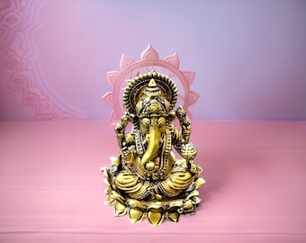 Ganesha Brass Statue, Diwali Gift, Handcrafted Brass Small Ganesh Idol, Luck God, Hindu Puja Decor, Diwali Puja, Ship from US