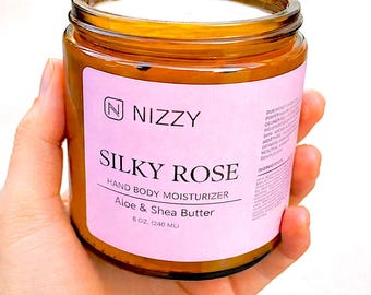 Silky Rose Hand and Body Cream – Aloe & Shea Butter Moisturizer, Vegan Natural Cream for Soft, Hydrated Skin