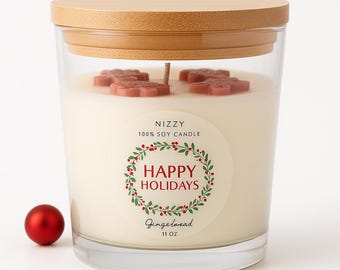 Holiday Candle Gift Boxes, Christmas Sets for Coworkers, Large Wooden Bowl Candle,  Client Appreciation