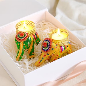 Elephant Tealight Holder: Diwali Decoration, Wedding Decor, Ships from US image 2