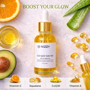 Vitamin C Face Serum with CoQ10 & Squalane – Lightweight Antioxidant Facial Oil, Vegan Glow Serum image 3