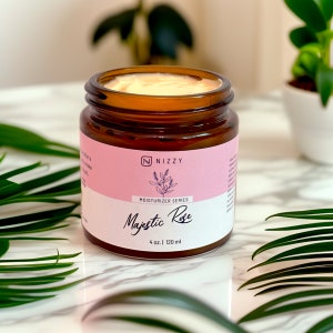 Natuurlijke gezichtscrème, vochtinbrengende crème voor rozen, natuurlijke gezichtslotion, natuurlijke huidverzorging, rozenbottel, hyaluronzuur gezichtscrème, geen afval