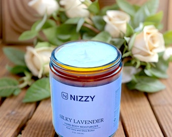 Natural Lavender Body Lotion, Moisturizing Hand Body Lotion, Lavender Body Cream, Natural Skincare, Zero Waste Skincare, 8 oz Jar