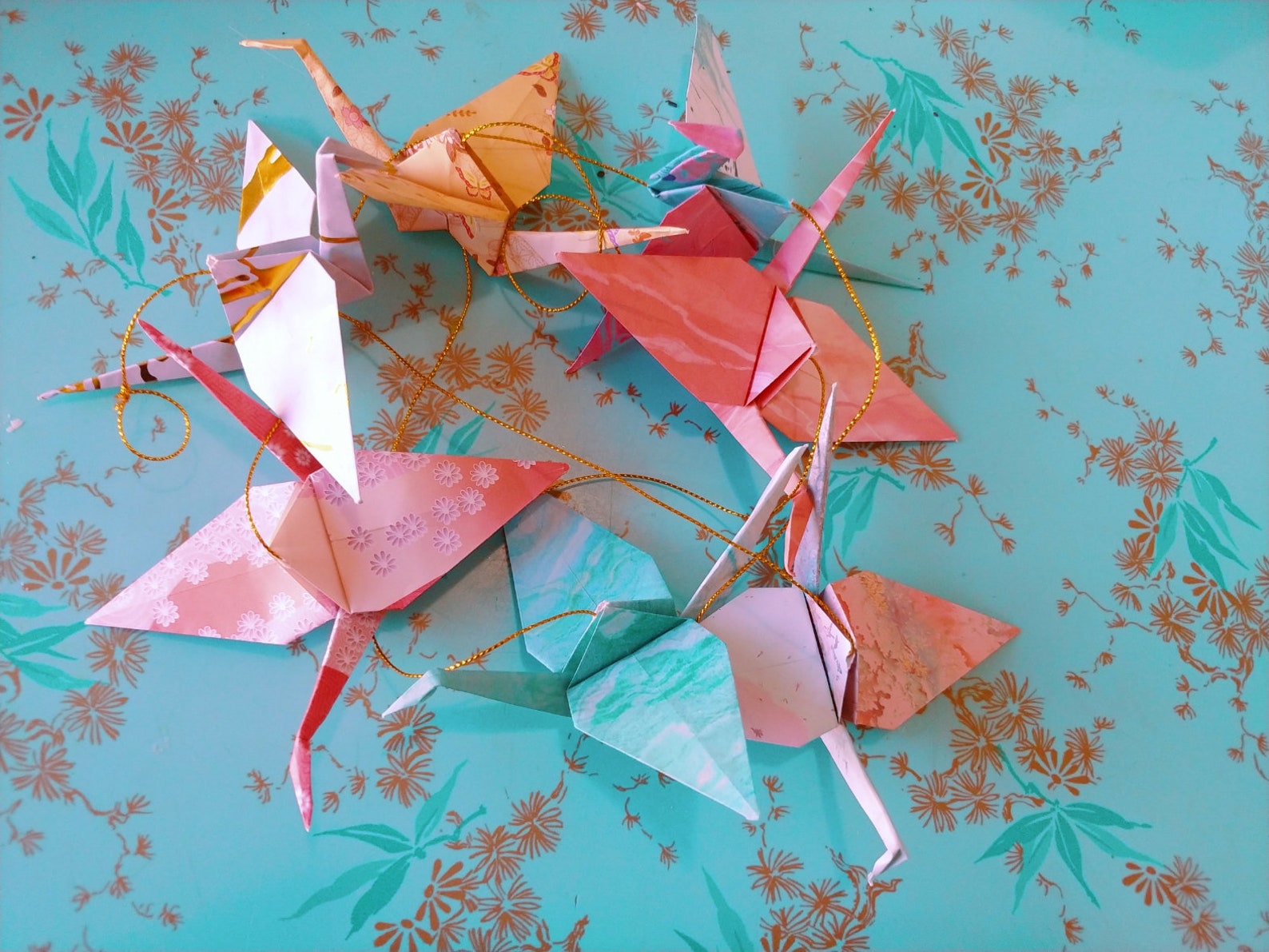 Origami paper crane garland chain Etsy