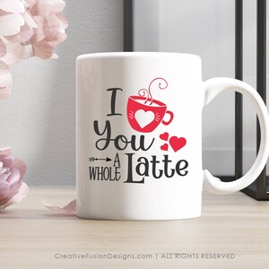 Valentine transfer for crafts, gifts and tee shirts, Gift for people who love Coffee, Digital latte design, coffee mug valentine