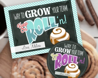 Grow Your Team Printable Card, Cinnamon Roll Gift Tag (Digital Download)