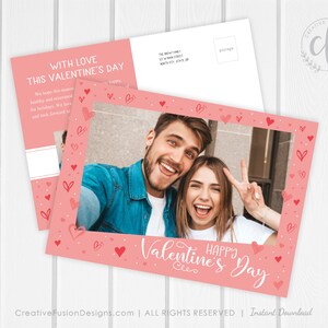 Valentinskarte, Familienaktualisierungspostkarte, einzigartige Valentinskarte, druckbare bearbeitbare Valentinsfotokarte für Familien