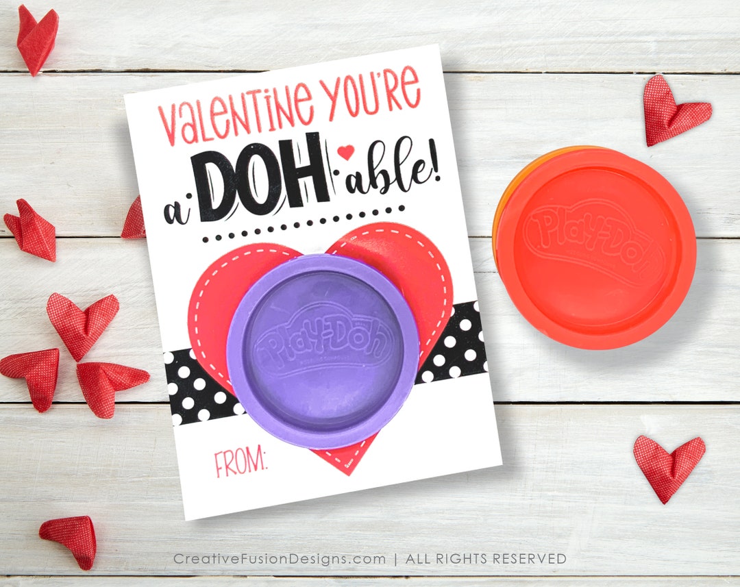 Playdough Valentine Printable, Valentine Topper, School Valentine ...