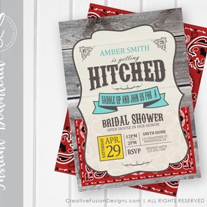 Rustic Bridal Shower Invitation - &quot;Hitched&quot;| Bridal Shower invitation| Digital download shower invitation