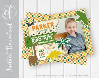 Dino-Mite Einladungskarte zum Geburtstag: Dinosaurier Party (Digitaler Download)