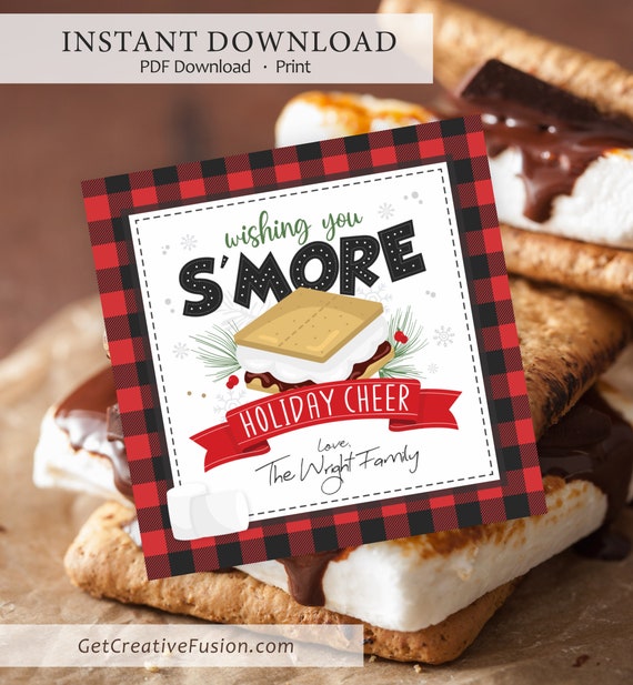 S'more Christmas Tag Printable S'mores Gift Tag | Etsy