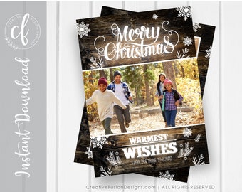 Western Christmas Photo Card – Rustic Holiday Card (Digital Download)
