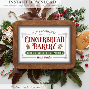 Christmas decor printable, Holiday decor printable, Gingerbread Printable, Gingerbread Bakery svg, Gingerbread Cut File, Christmas svg