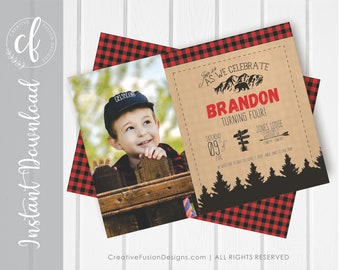 Lumberjack Birthday Invitation Template| Instant Easy Edit Digital Download | Print Options Available