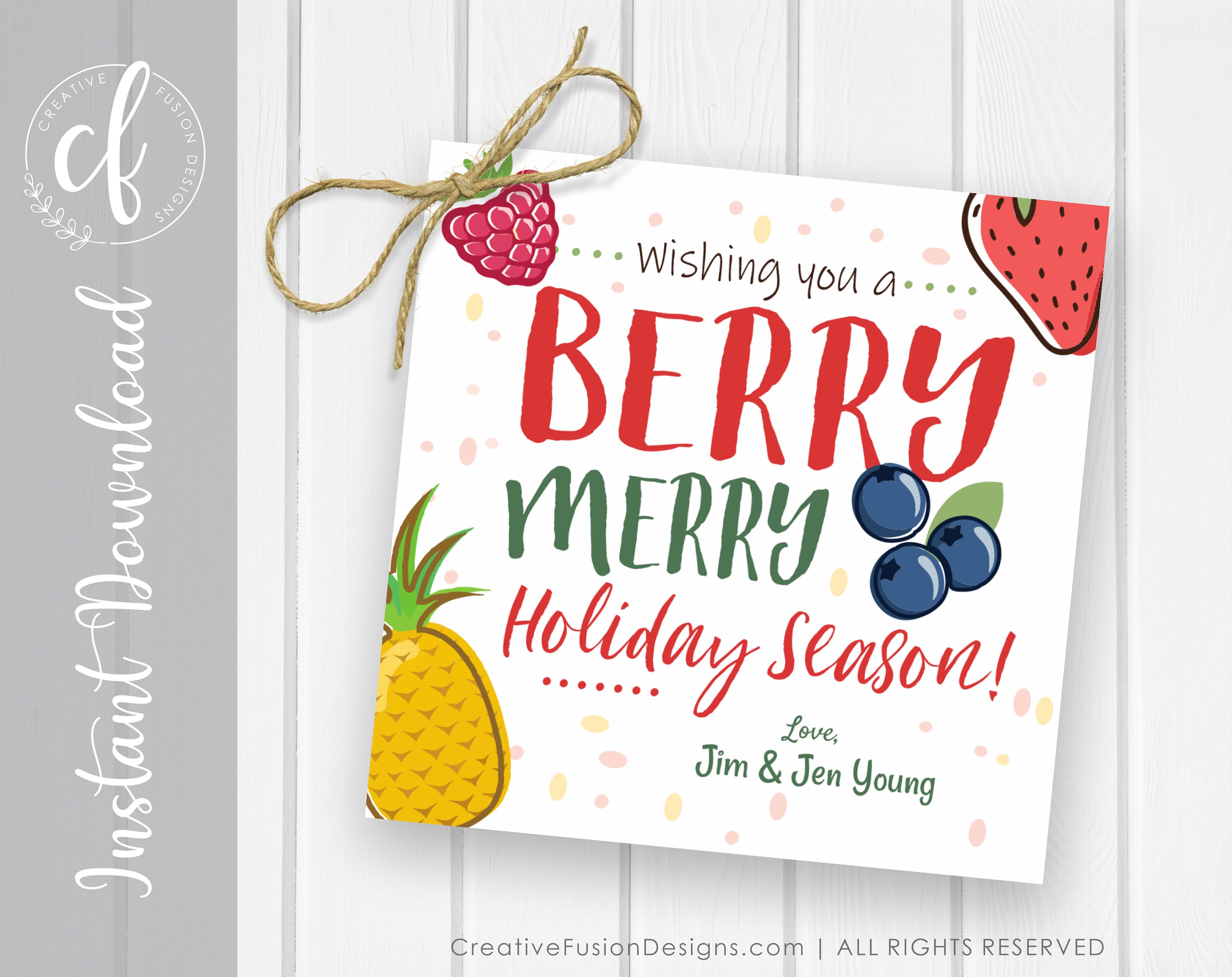 Berry Christmas gift tag Christmas tag for berry gifts | Etsy