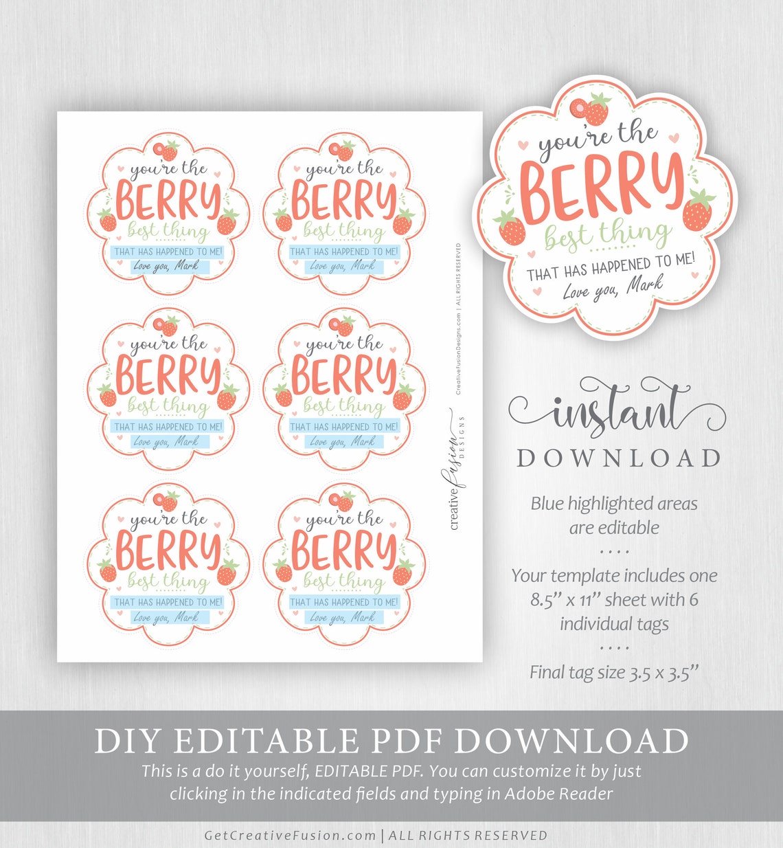 Anniversary Gift Tag Printable Valentines Gift Tag Editable | Etsy