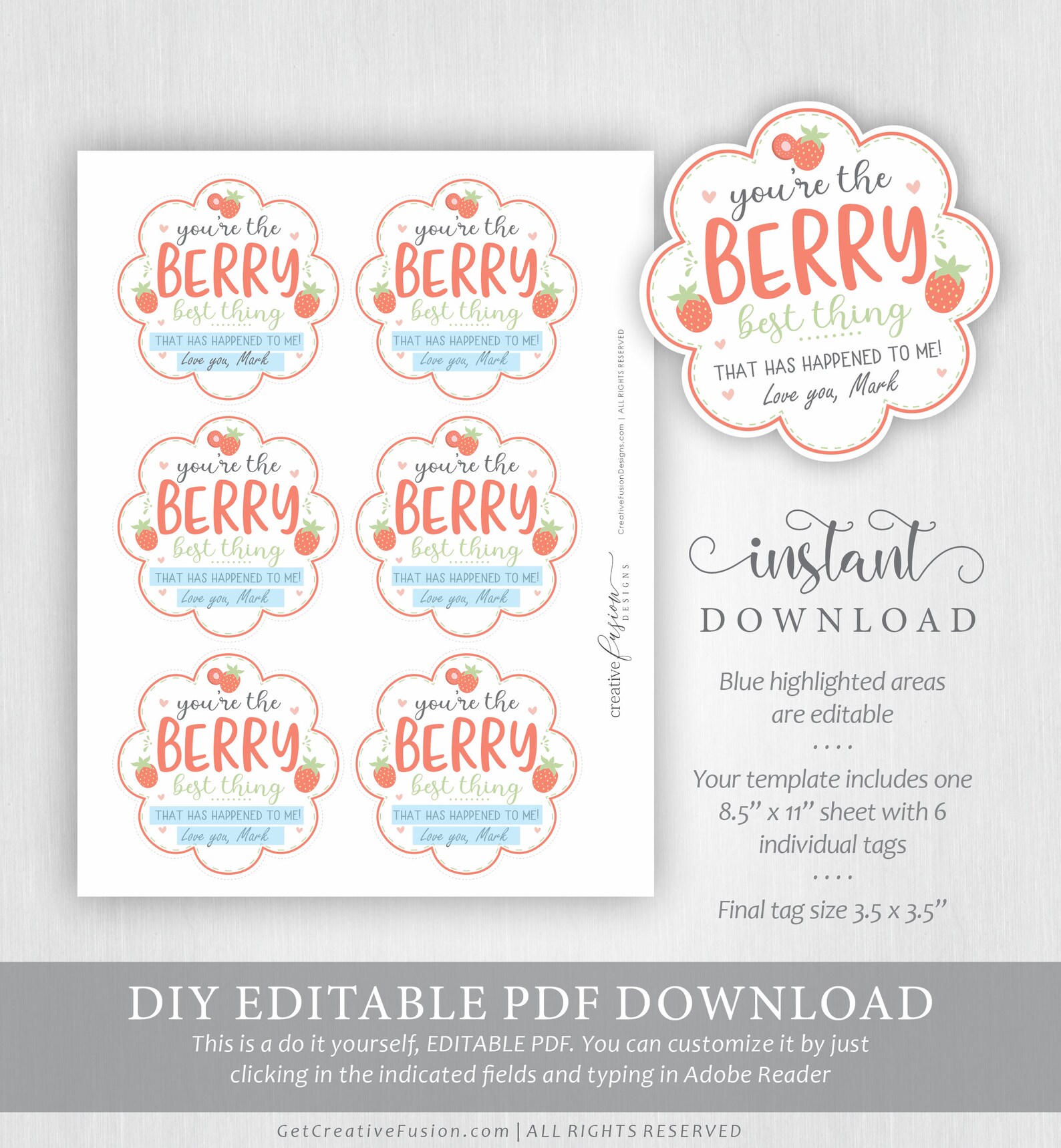 Anniversary Gift Tag Printable Valentines Gift Tag Editable | Etsy