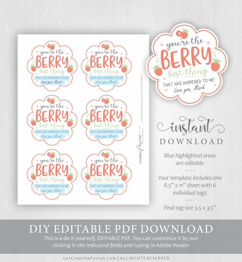 Anniversary Gift Tag Printable Valentines Gift Tag Editable - Etsy