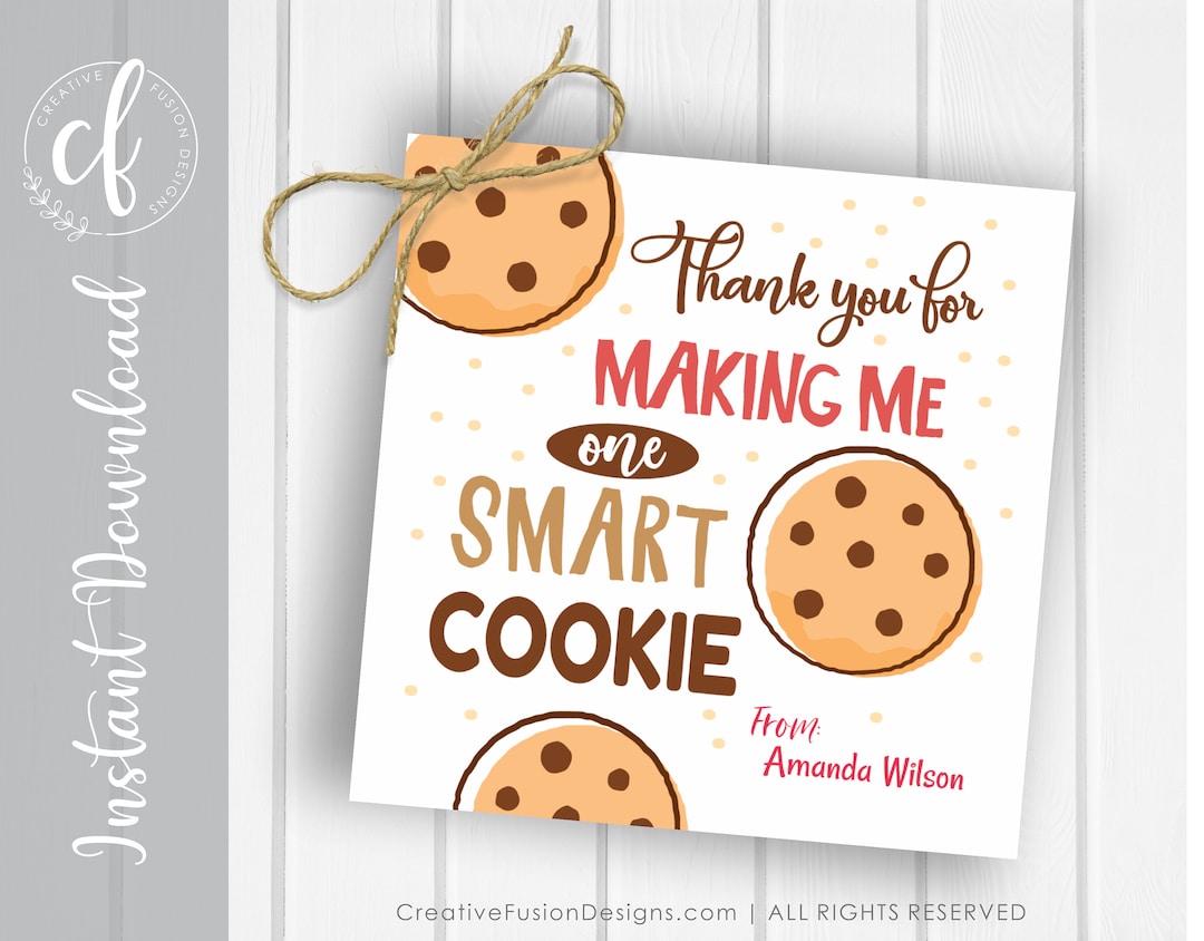 Smart Cookie Gift Tag - Editable Digital Download - Etsy
