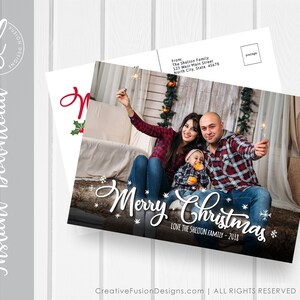 Familienfoto Weihnachtskarte, Merry & Bright Digital Download Weihnachtskarte und bearbeitbare Vorlage