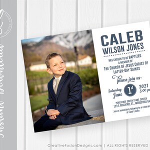 Baptism Invitation| Instant edit LDS baptism invitation| Baptism announcement | Boy baptism invitation| Digital download invitation