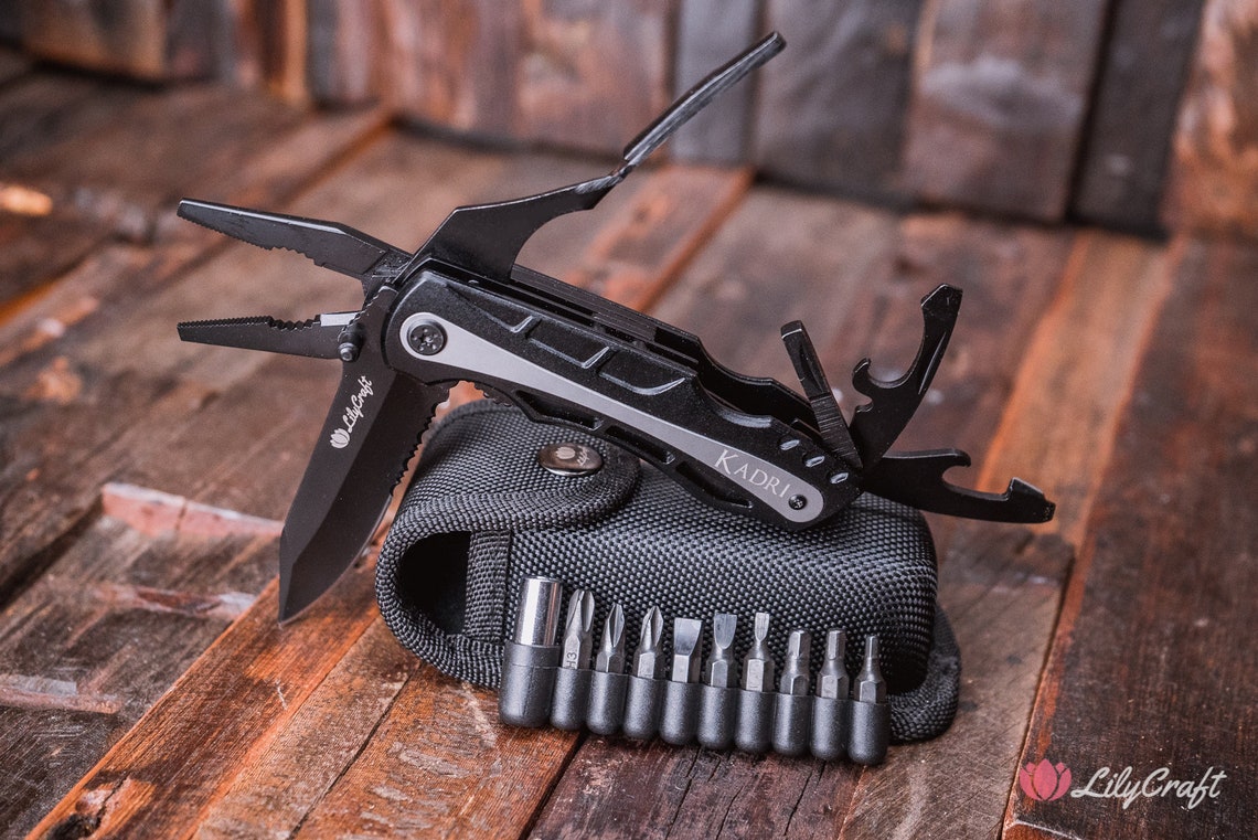Multi Tool Engraved Leatherman Style Pocket Knife for Fathers Etsy