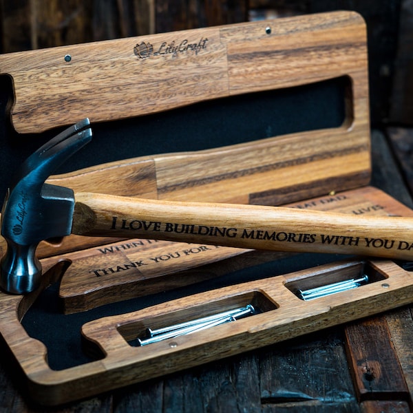 Engraved Hammer Gift Set for Father's day. Personalized gifts for dad.