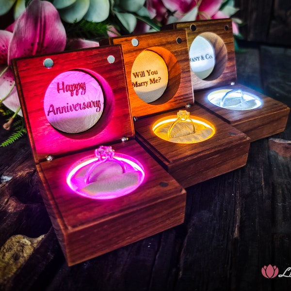 Personalized LED Illuminated Ring Box with Custom Engraving