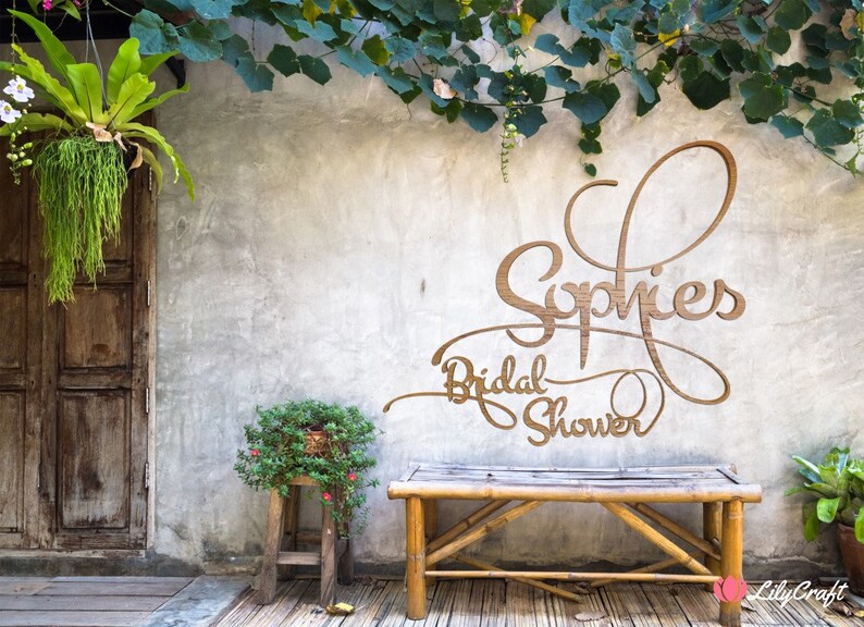 Bridal Shower Sign Wooden Wall Signs Wedding Laser Cut Beautiful Flower Decoration Custom Made Personalised