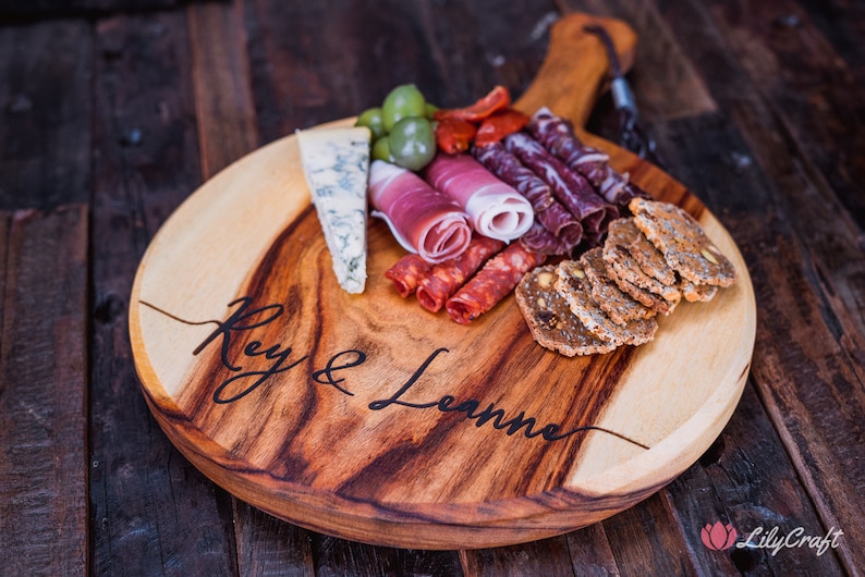 Personalised Cheese Board Custom Engraved Charcuterie Platter.