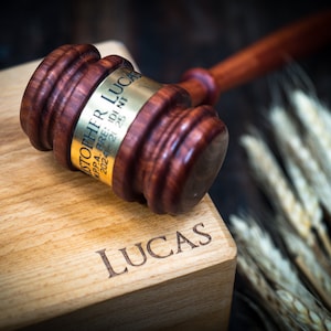 Gavel - Engraved Judge Gavel with Sound Block & Optional Gift Case