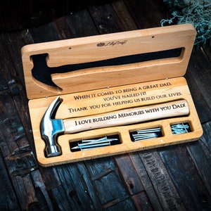 Good Retirement Gift - Custom Engraved Hammer and Hardwood Gift Box