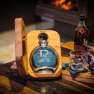 Personalised Whiskey Decanter Set with Optional Custom Engraved Wooden Gift Box