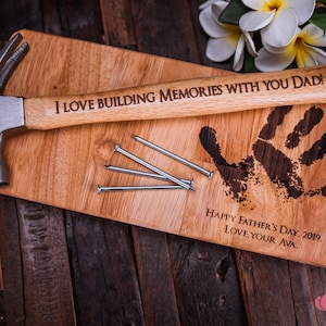 Unique Father's Day Gift: Engraved Hammer with Child's Hand Print