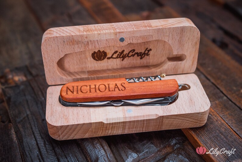 Swiss Army Pocket Knife With Wooden Gift Box Versatile and Etsy