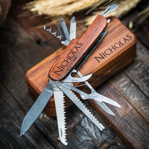 Schweizer Taschenmesser mit Gravur - Trauzeuge Geschenk, Trauzeuge Geschenk, Geschenk des Brautvaters, personalisiertes Messer mit optionaler Holz Geschenkbox