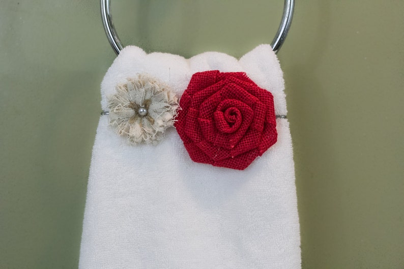 several colors to choose from Burlap Rose Accessories for Towel Keeper