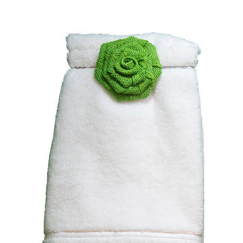 several colors to choose from Burlap Rose Accessories for Towel Keeper
